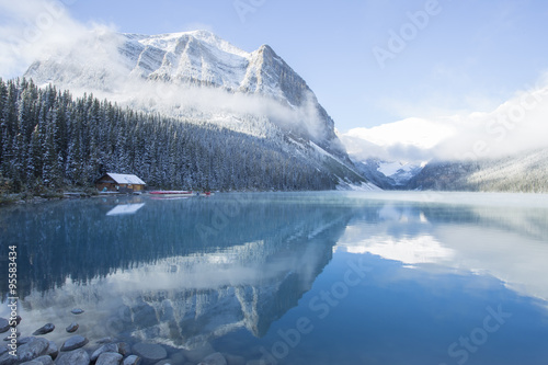 Lake Louise and mt fairview with fresh snow