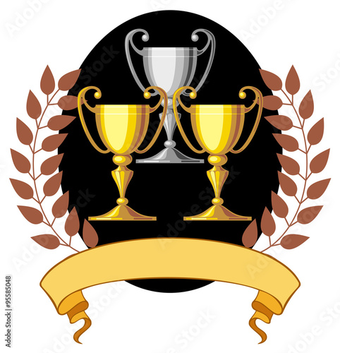 Emblem with three cups and free space for your text