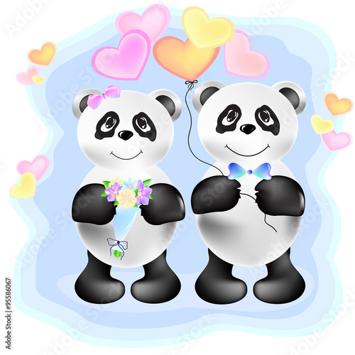 Fototapeta Naklejka Na Ścianę i Meble -  Couple of pandas  illustration