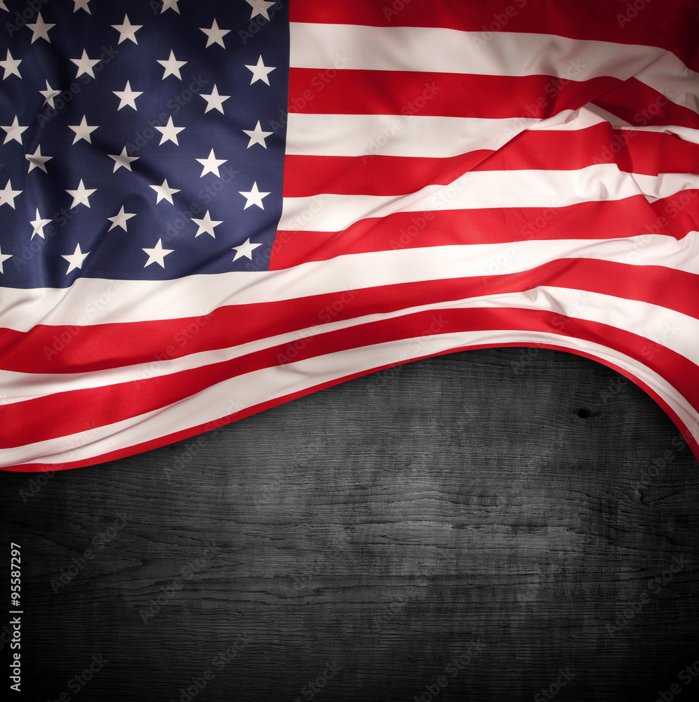 Obraz premium American flag on black wall
