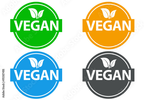 Icono plano VEGAN en varios colores #1