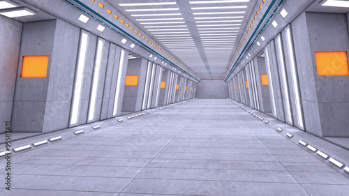 Futuristic interior corridor stage