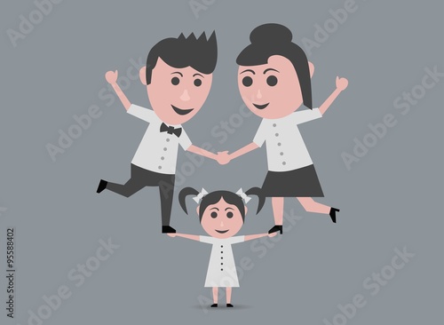 girl raising father and mother