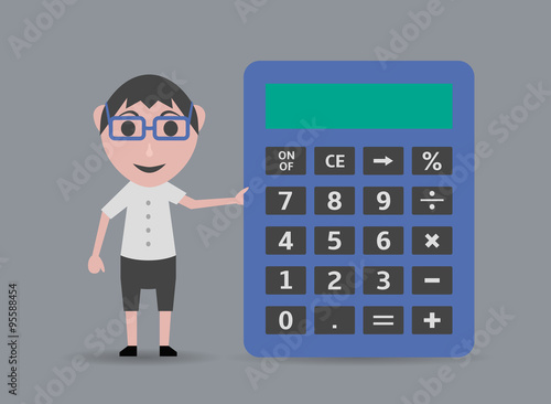 student boy with calculator