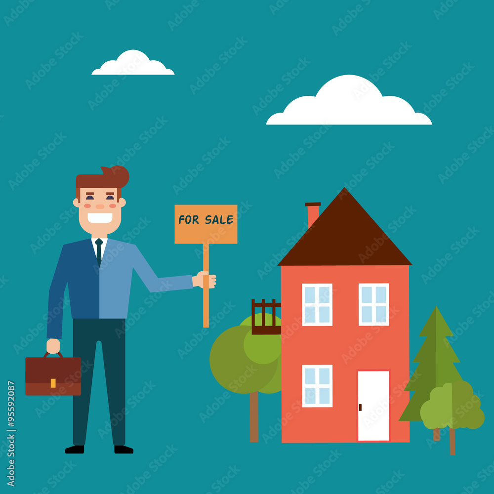 Agent for the sale of real estate or a home buyer holding a port Agent for the sale of real estate or a home buyer holding a port