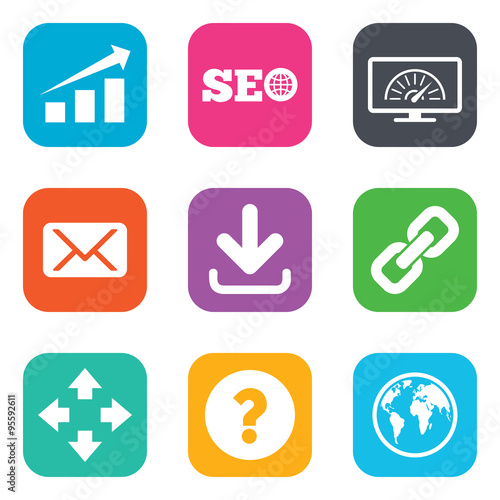 Internet, seo icons. Bandwidth speed sign.