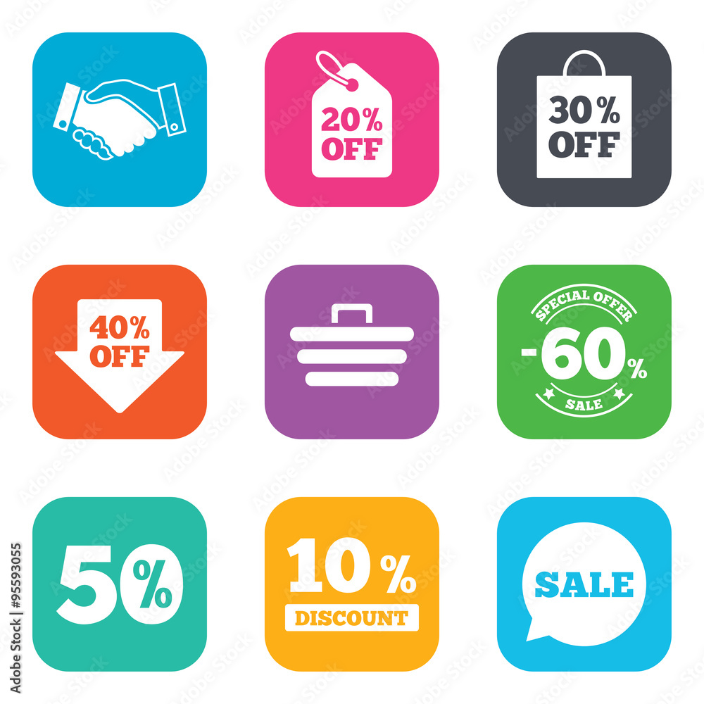 Sale discounts icon. Shopping, deal signs. Sale discounts icon. Shopping, deal signs.