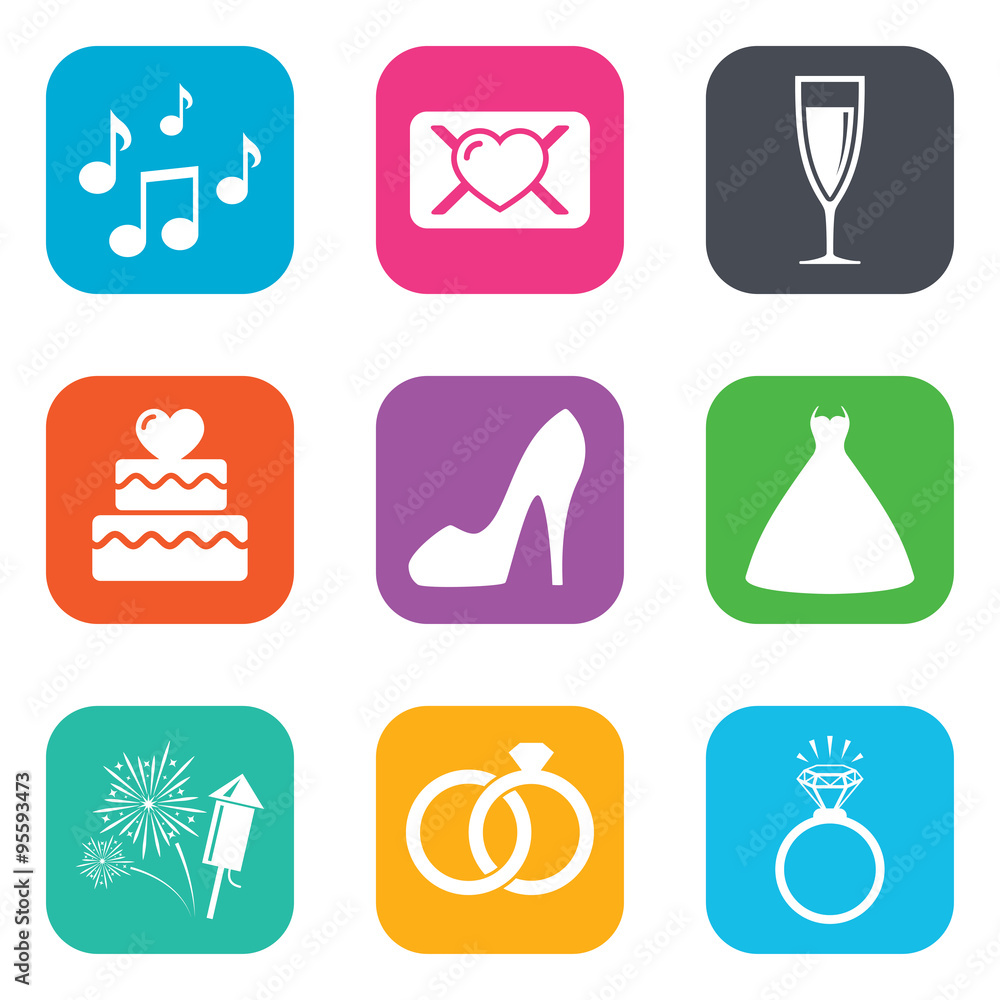 Wedding, engagement icons. Vow love letter. Wedding, engagement icons. Vow love letter.