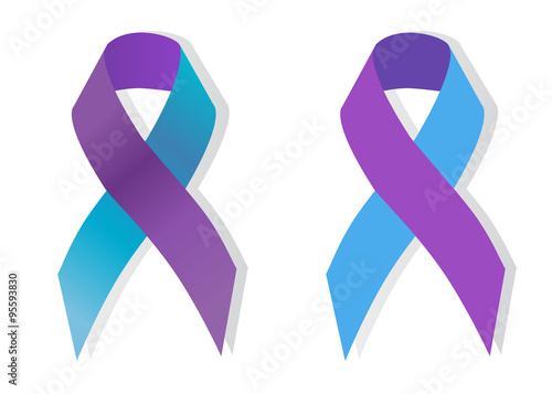 Purple and blue ribbon awareness