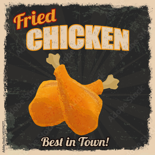Fried chicken retro poster