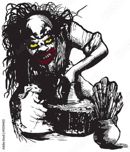 Potter, Creator, Clown - Vector freehand illustration