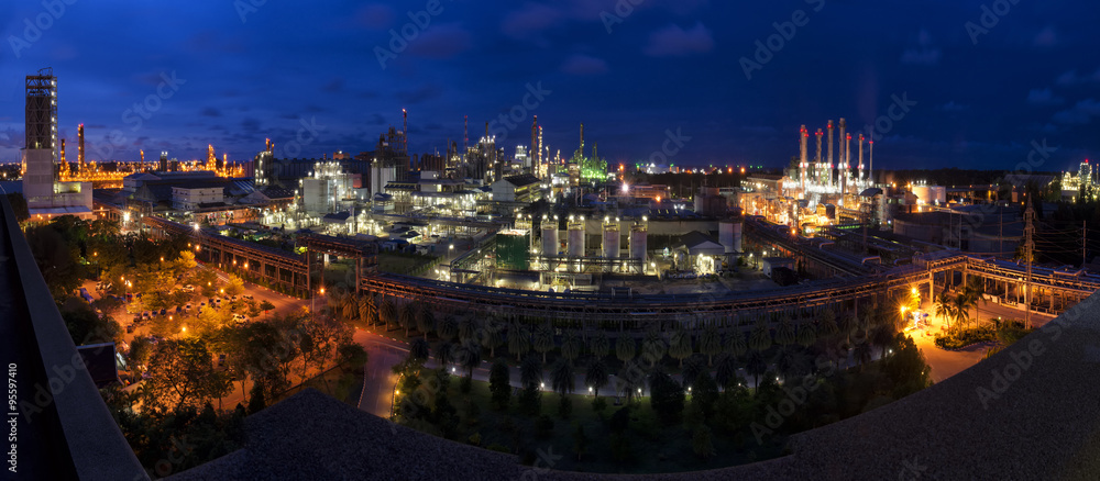 Petrochemical  Industrial Oil,Refinery Industry and Power plants twilight factory panorama.