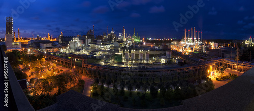 Petrochemical Industrial Oil,Refinery Industry and Power plants twilight factory panorama.