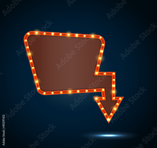 Shining retro light banner on blue background