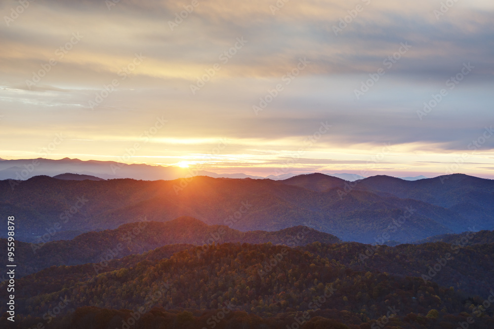 Sunrise in North Carolina in the Fall.