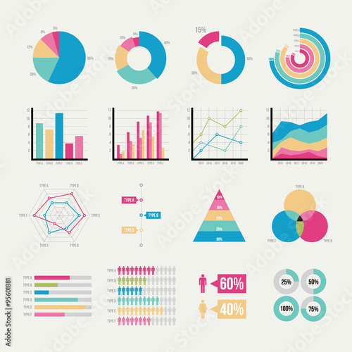 Graph elements of business with flat design