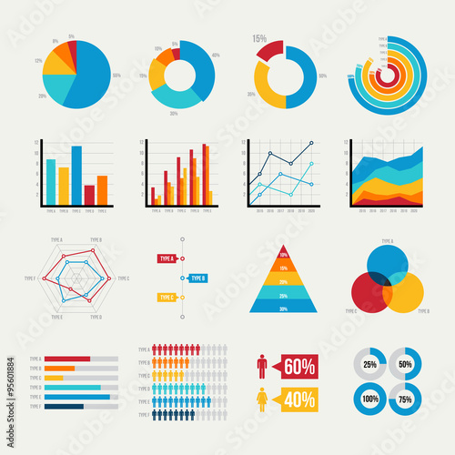 Fototapeta Graph elements of business with flat design