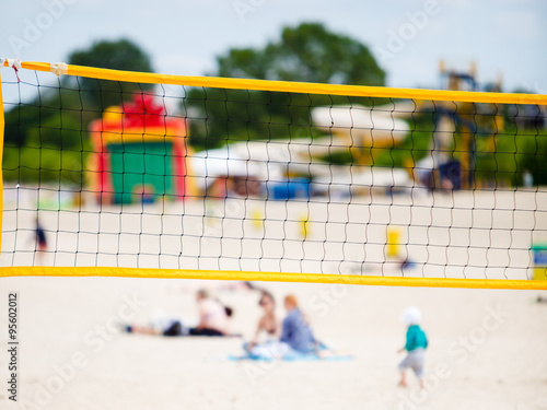 Volleyball summer sport. Net on a sandy beach
