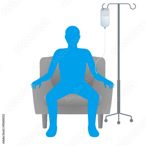 drip room and person silhouette, who receives a intravenous drip, image illustration