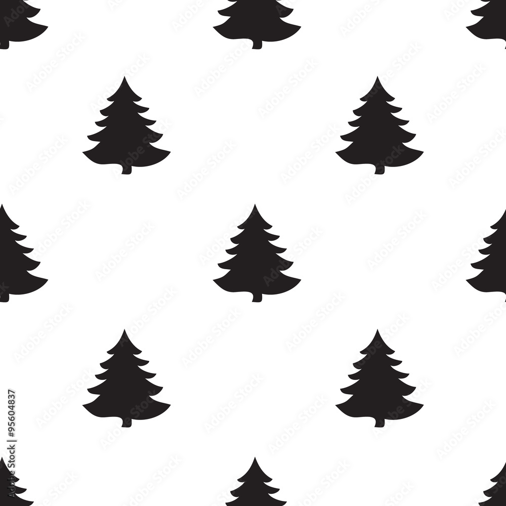 Christmas seamless tree doodles pattern. Christmas seamless tree doodles pattern.