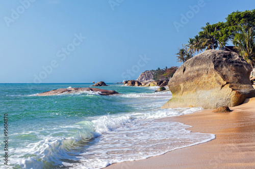 Sunny morning on Lamai beach..Koh Samui. Thailand..