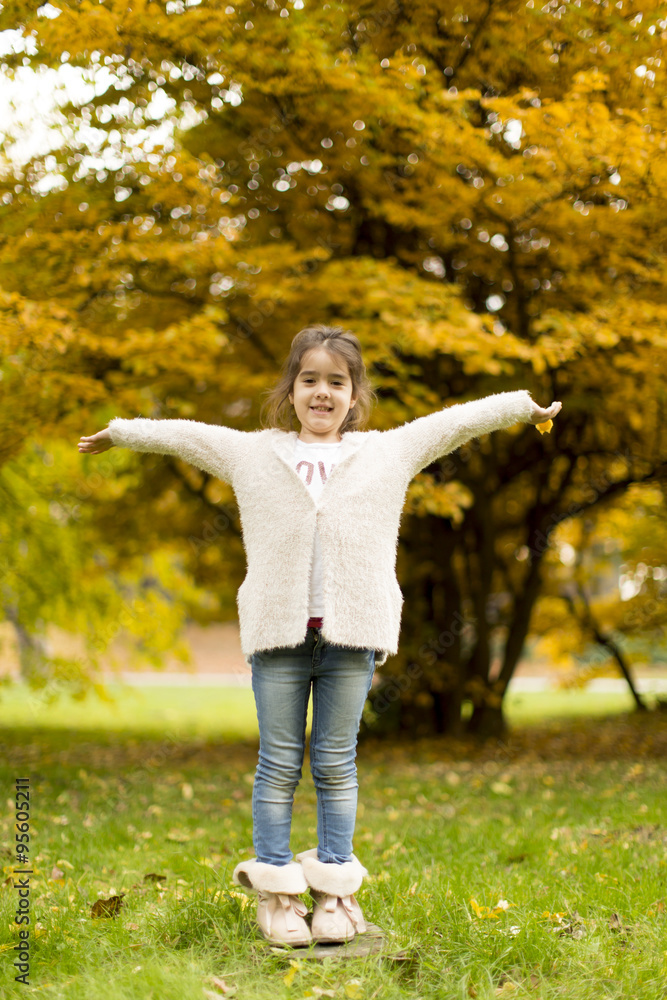 Little girl in the autumn park Little girl in the autumn park