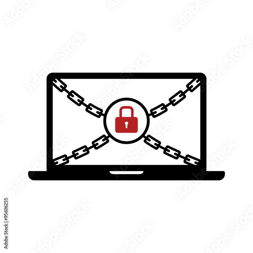 Ransomware / ransom ware on a laptop flat icon for apps and websites
