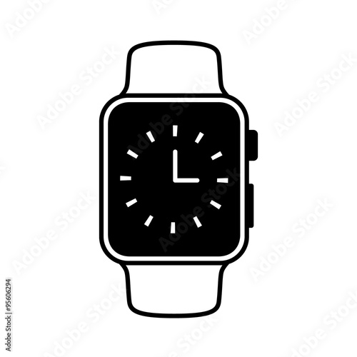 Smart watch wearable with time face flat icon