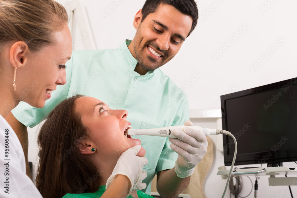 Fototapeta premium Patient is examined at dental clinic