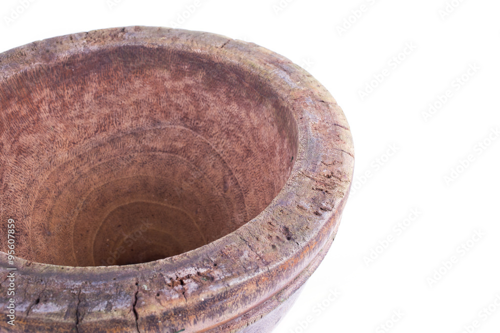 Fototapeta premium wooden mortar isolated on white background