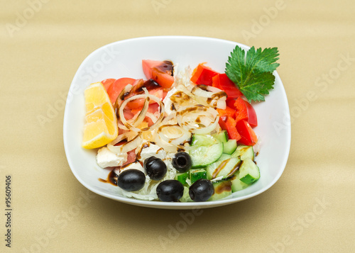 Vegetable salad (focus is in the middle of the dish)
