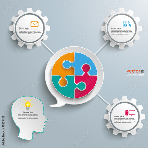 Head Speech Bubble Circle Puzzle Gears