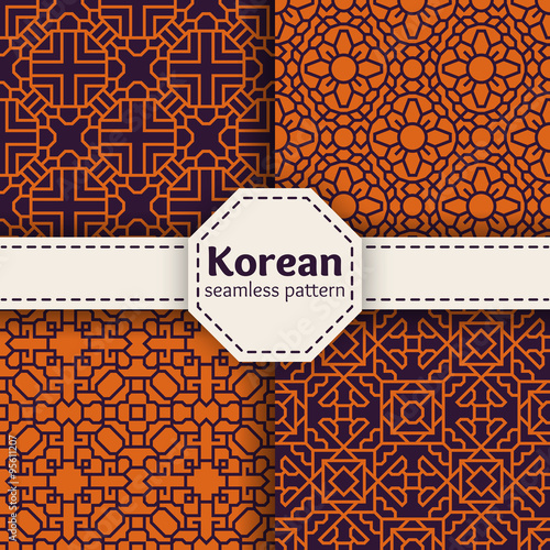 Korean or Chinese tradition vector seamless patterns set