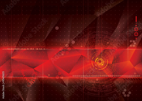 Abstract technology red background design. 