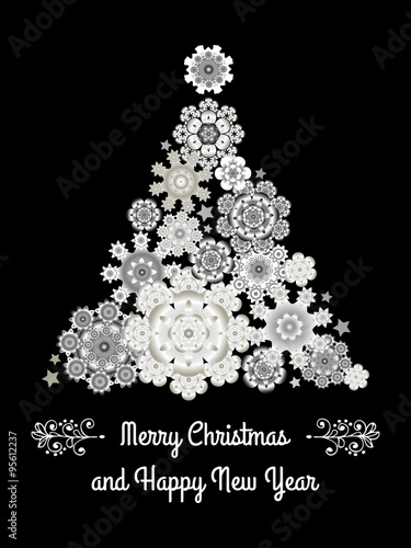Christmas Tree on black background