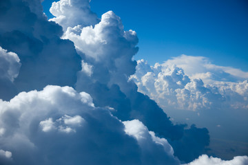 Aerial view of Sky and close-up Clouds