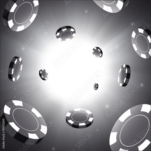 poker chips isolated on white glowing