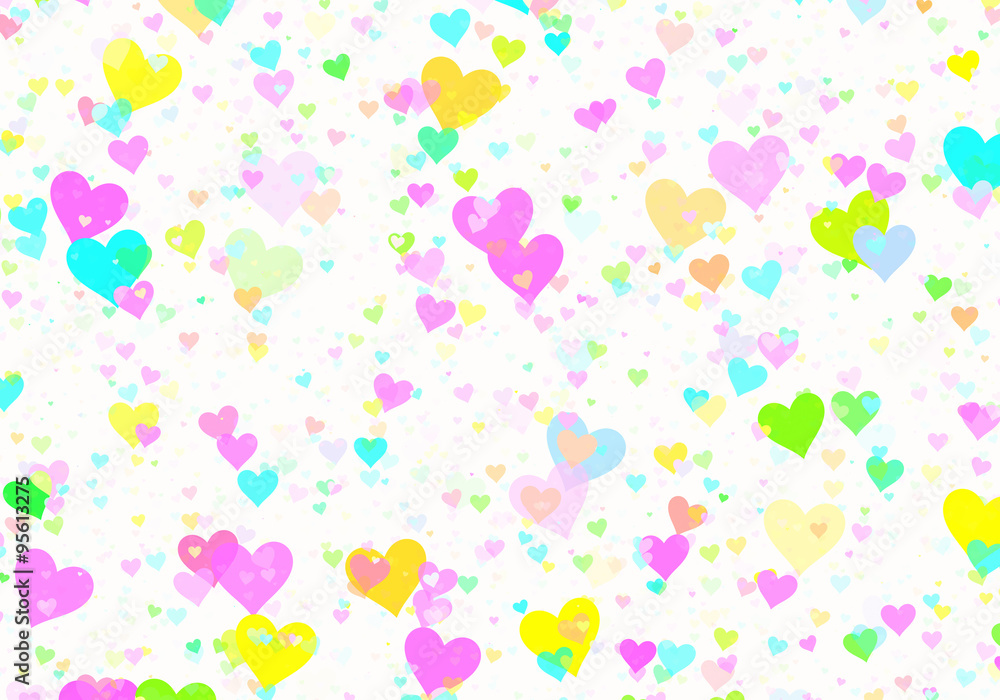 many multicolored small hearts on white backgrounds