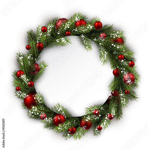 Card with Christmas wreath.