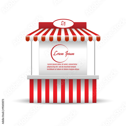 Market stand stall for promotion sale. Shopping cart. Vector illustration