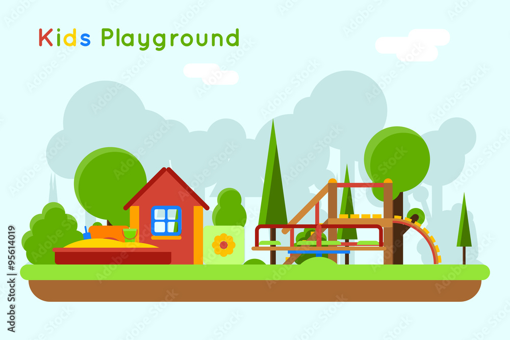 Slide and sandpit in the playground