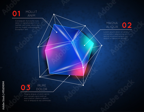 Vector background with low poly polygonal glowing geometric shape