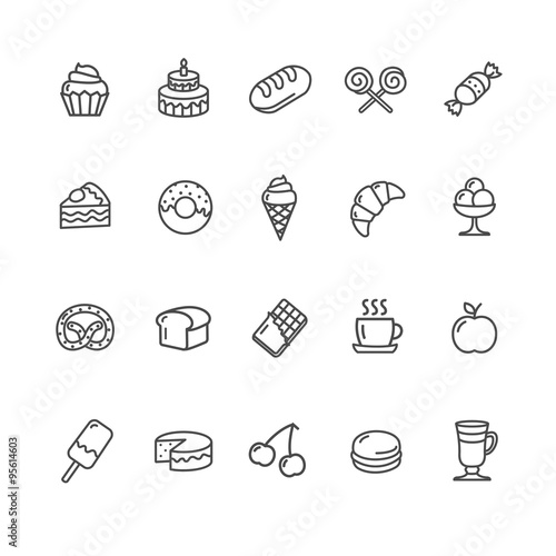 Bakery and Pastry Icons Set. 