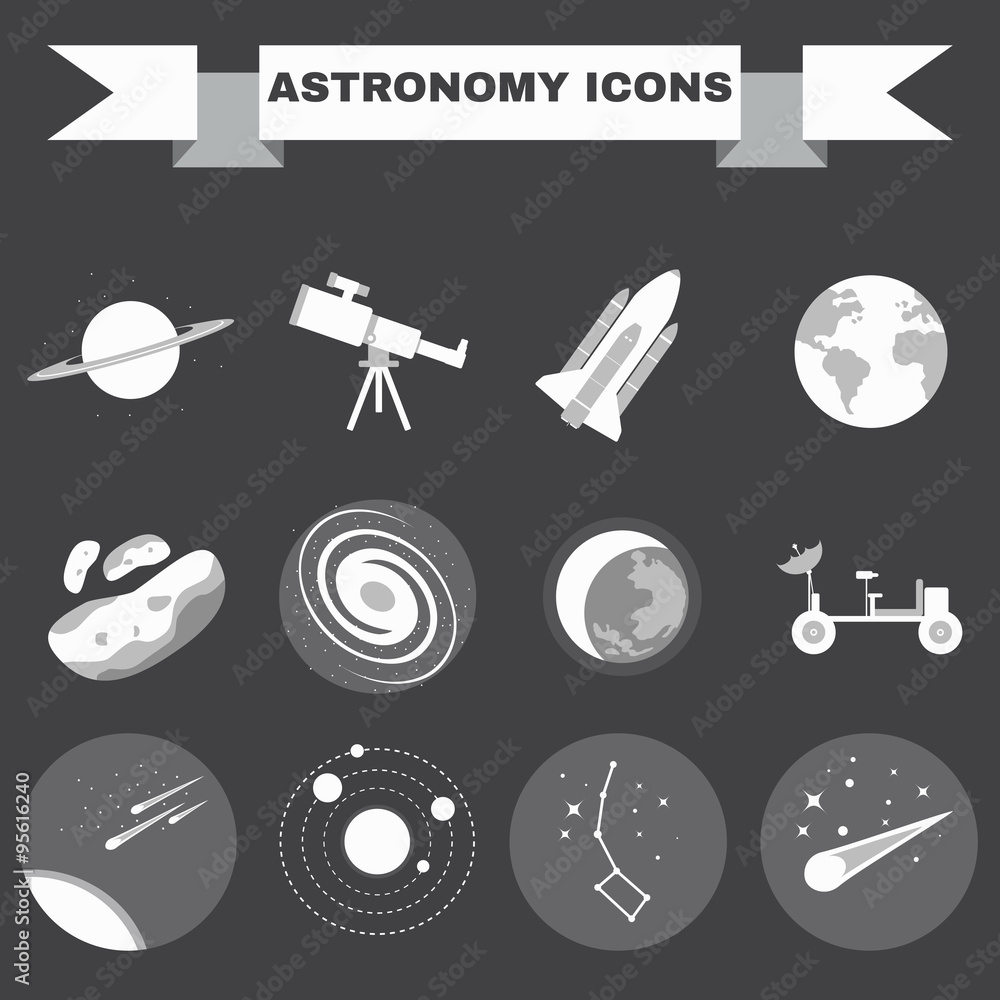Naklejka premium Astronomy Icons Set