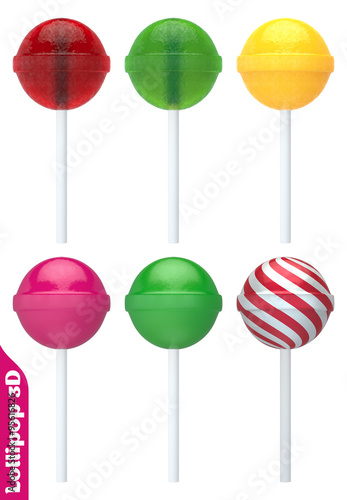 Colorful Lollipop 3D Set