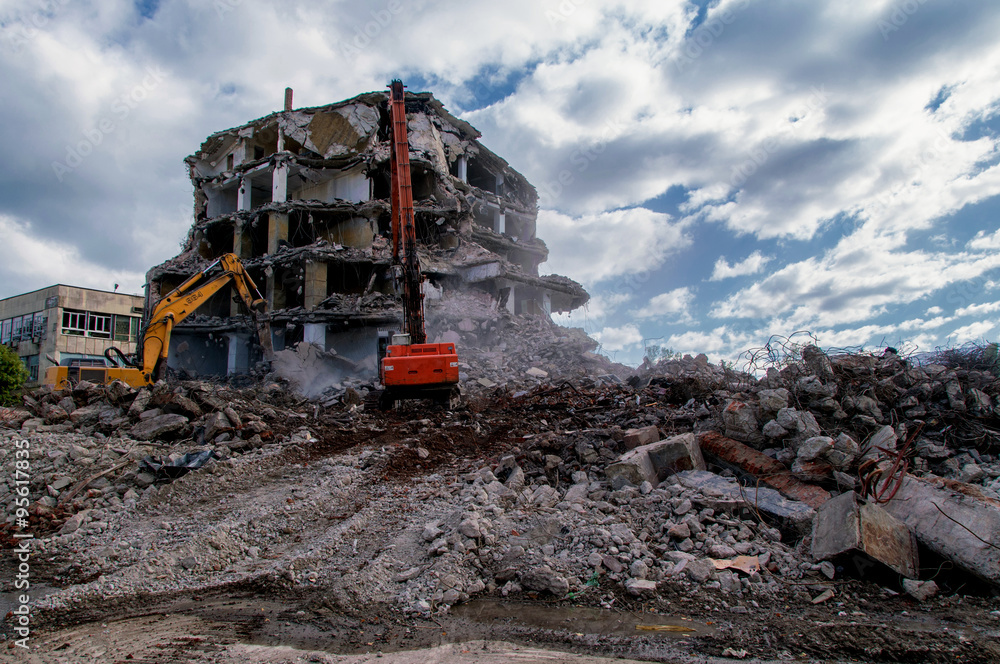Demolition of buildings in urban Demolition of buildings in urban