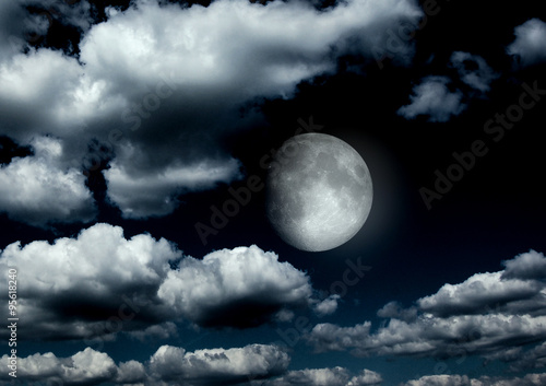 The moon in the night sky 