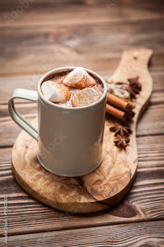 Fototapeta Naklejka Na Ścianę i Meble -  Cocoa drink with marshmallows