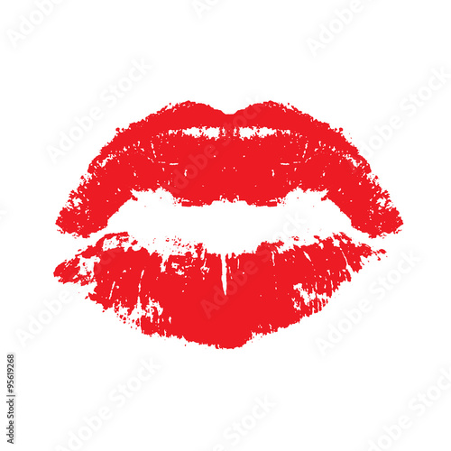 Lipstick kiss on white background. Vector illustration