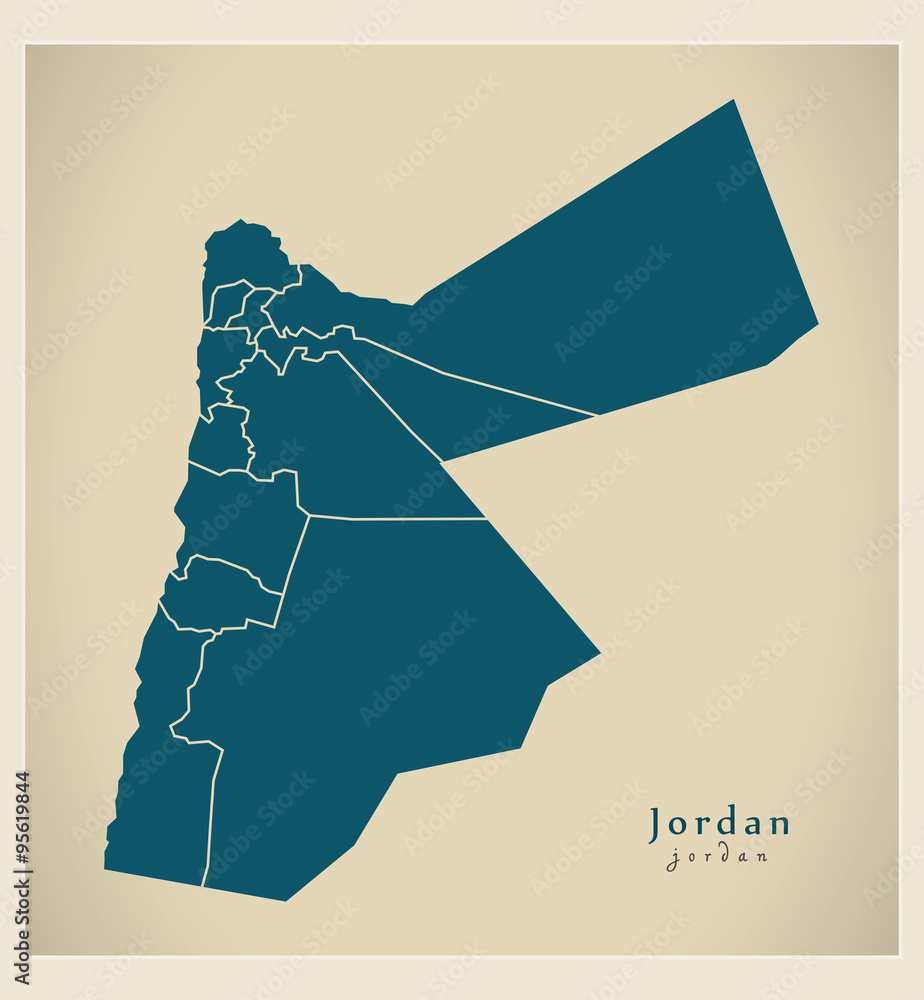 Modern Map - Jordan with governorates JO
